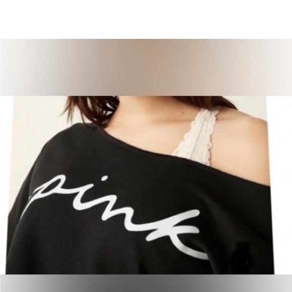 PINK VICTORIA SECRET Lounge Off The Shoulder Sweatshirt sizeS pre loved cond - Picture 4 of 4